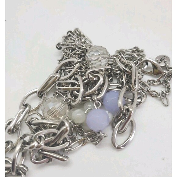 Ann Taylor LOFT 38” Long Beaded Necklace Chunky Cable Chain Boho Whimsy - Picture 2 of 13